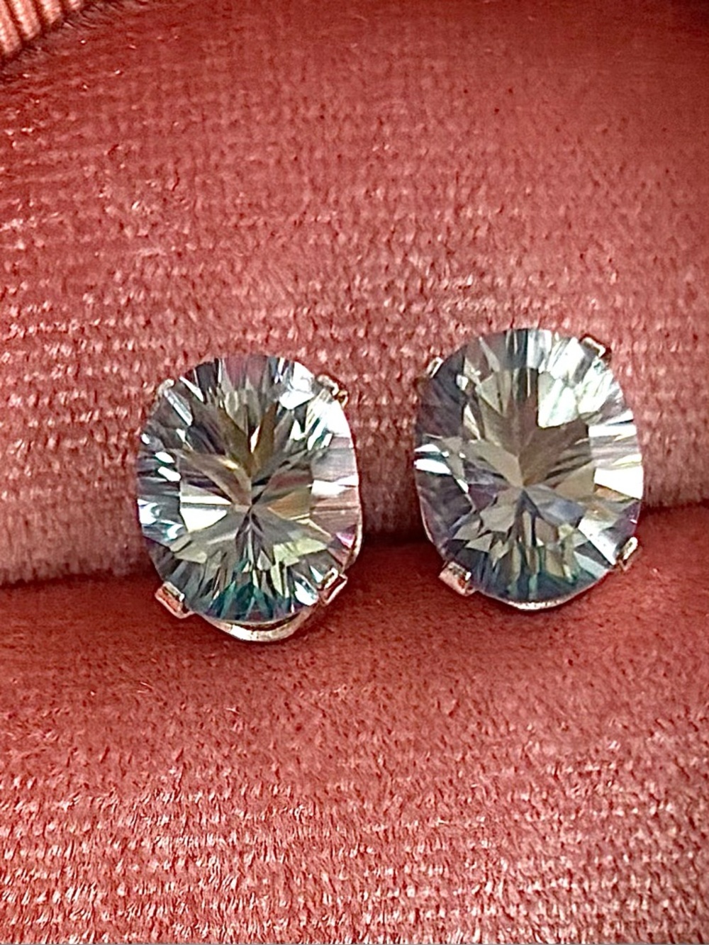 Mystic Topaz Oval Millennium Cut Sterling Silver Earrings